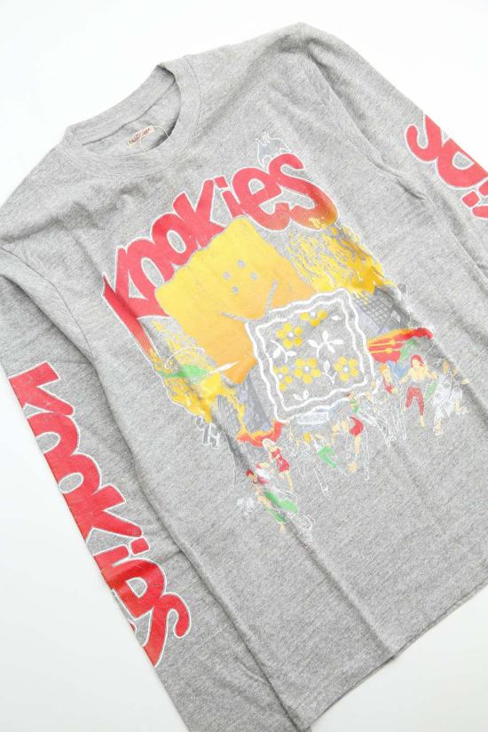  캐피탈 긴팔 티셔츠 탑 저지 크루 롱슬리브 티셔츠(버스터 페키시 보위) - KAPITAL