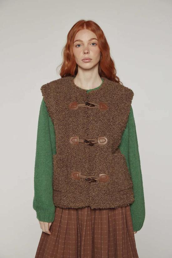  아멘테 베스트 리버시블 토글 버튼 조끼