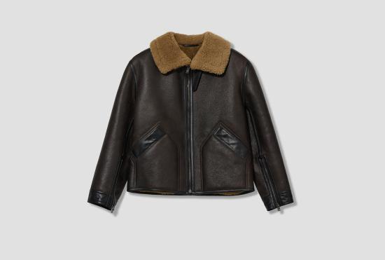 25FW 르메르 가죽 자켓 시어링 코트 - 시어링 CO1140 LL0092 브라운