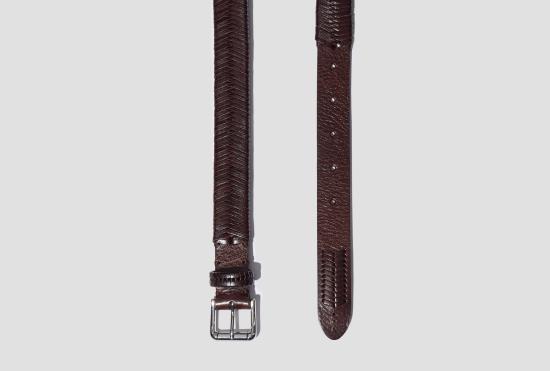 25FW 르메르 가죽 벨트 위브  25 - 샤이니 카우 레더 AC1235 LL0172 다크 브라운 - LEMAIRE