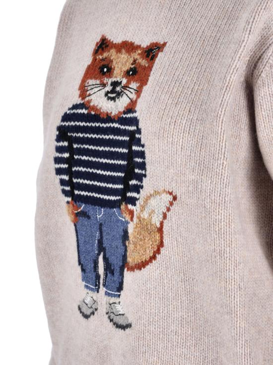 25FW 메종키츠네 드레스드 폭스 인타르시아 울 점퍼 PW00812KH0002 0382 Beige - MAISON KITSUNE