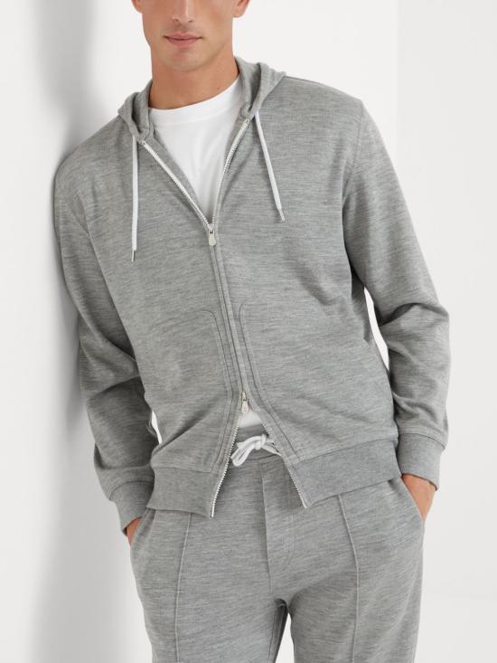 25FW 브루넬로 쿠치넬리 후드 티셔츠 MM8359069G C8299 Light Grey - BRUNELLO CUCINELLI