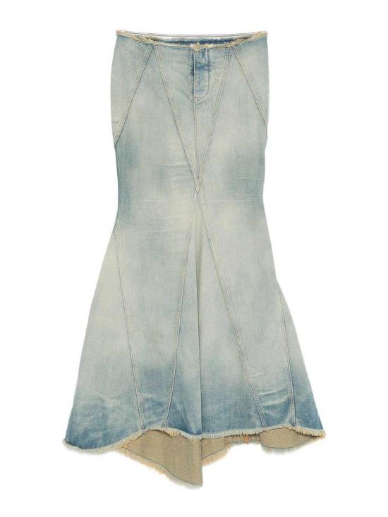  오프화이트 미디 스커트 OWYF02HF25DEN0014101 Blue