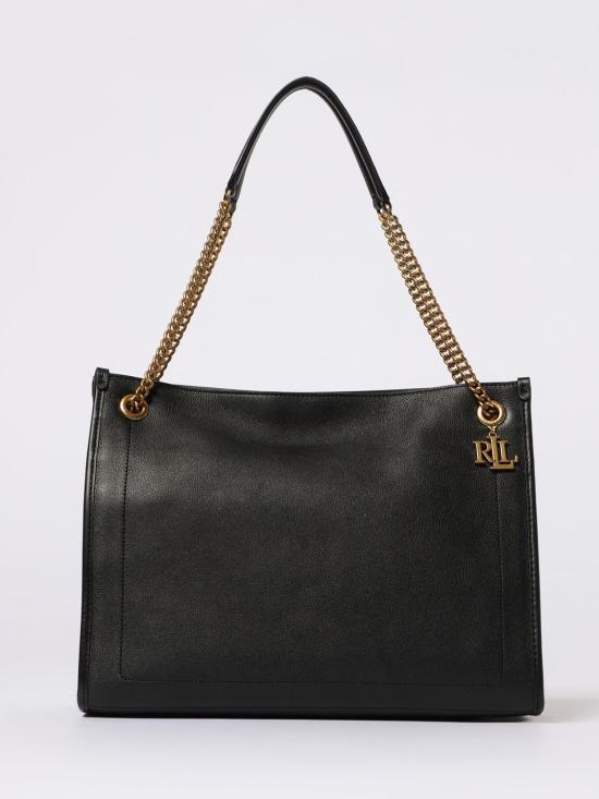 25FW 랄프 로렌 라지 쇼퍼백 431969352 002 Black