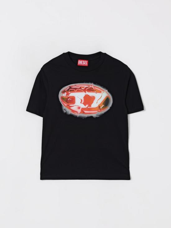 25FW [키즈] 디젤 티셔츠 J024960GRAM K900 Black