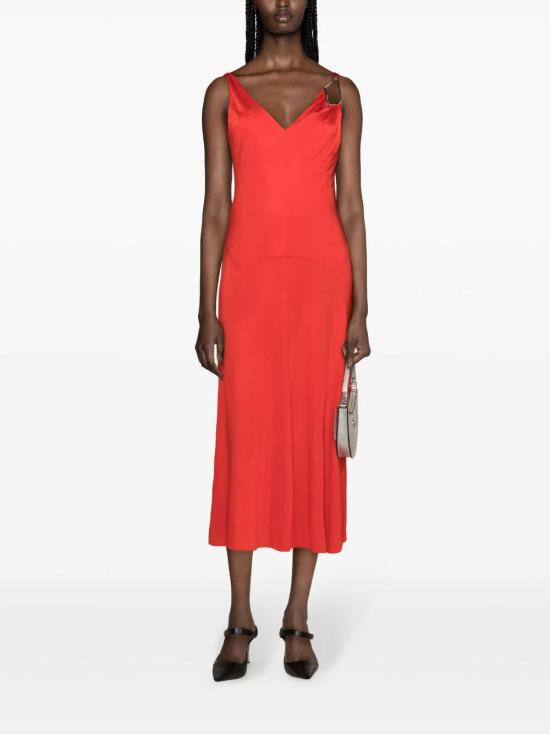  랑방 미디 원피스 RWDR00074893P24 340 RED - LANVIN