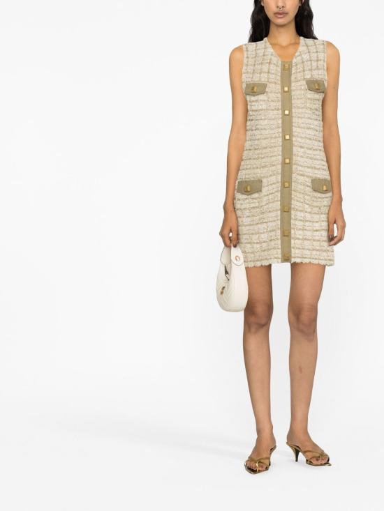  발망 미디 원피스 AF1R3066KD77 GCC NUDE NEUTRALS - BALMAIN