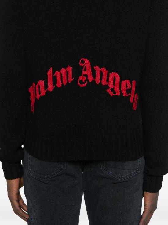 25FW 팜앤젤스 스웨터 PMHE027F25KNI002 1025 BLACK - PALM ANGELS