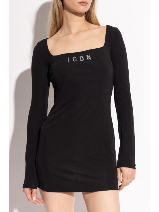 24FW 디스퀘어드2 미디 원피스 S80CT0043S24588 900 BLACK - DSQUARED2