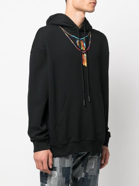  마르셀로 불론 후드 티셔츠 CMBB040C99FLE002 1025 BLACK - MARCELO BURLON