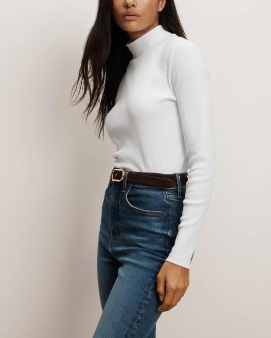  베로니카비어드 긴팔 티셔츠 베로니카 비어드 네이트 모크넥 탑 화이트