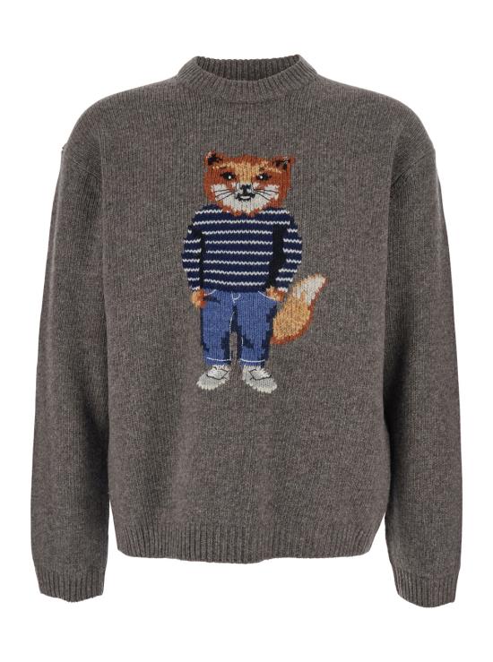 25FW 메종키츠네 드레스드 폭스 인타르시아 울 스웨터 PM00806KH0002H170 Grey