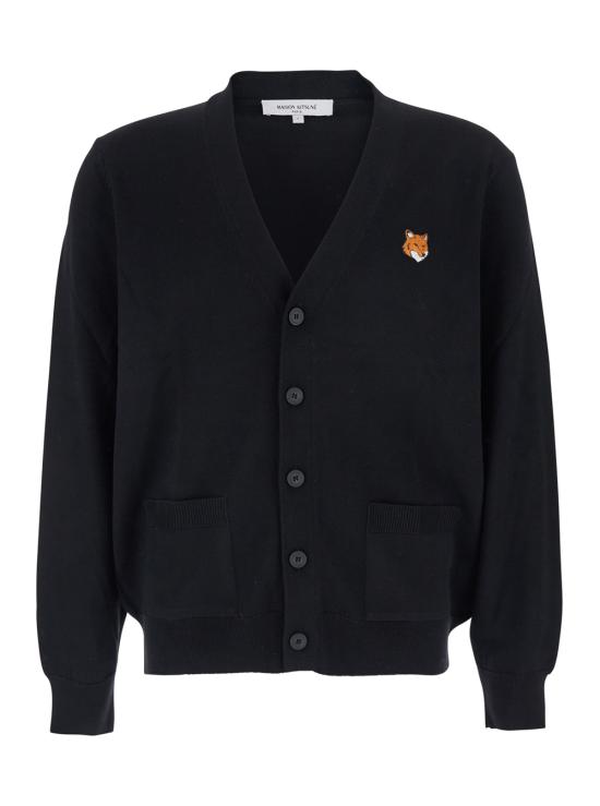 25FW 메종키츠네 폭스 헤드 메리노 레귤러 가디건 PM00501KT1181P199 Black