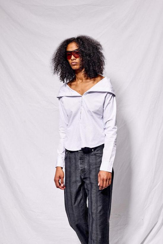  아워레가시 블라우스 아워 레거시 다이너 핀스트라이프 슈퍼 팝린 가오나시 셔츠 - OUR LEGACY