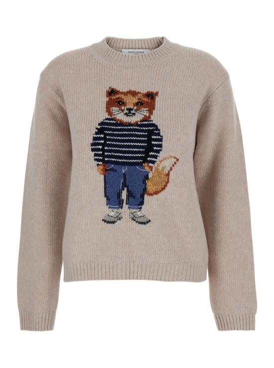 25FW 메종키츠네 드레스드 폭스 인타르시아 울 점퍼 PW00812KH00020382 Beige