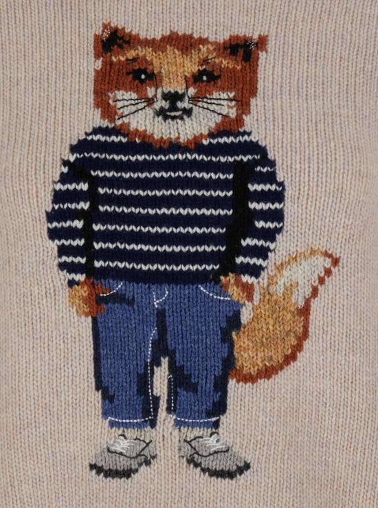 25FW 메종키츠네 드레스드 폭스 인타르시아 울 점퍼 PW00812KH00020382 Beige - MAISON KITSUNE