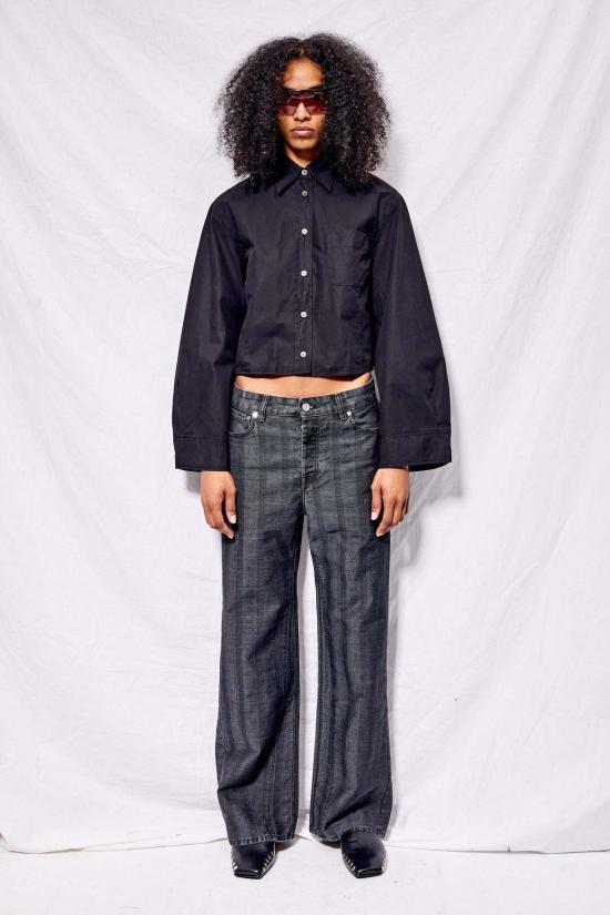  아워레가시 긴팔 셔츠 아워 레거시 염색 블랙 덴스 팝린 벌룬 셔츠 - OUR LEGACY