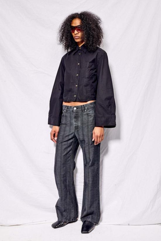  아워레가시 긴팔 셔츠 아워 레거시 염색 블랙 덴스 팝린 벌룬 셔츠 - OUR LEGACY