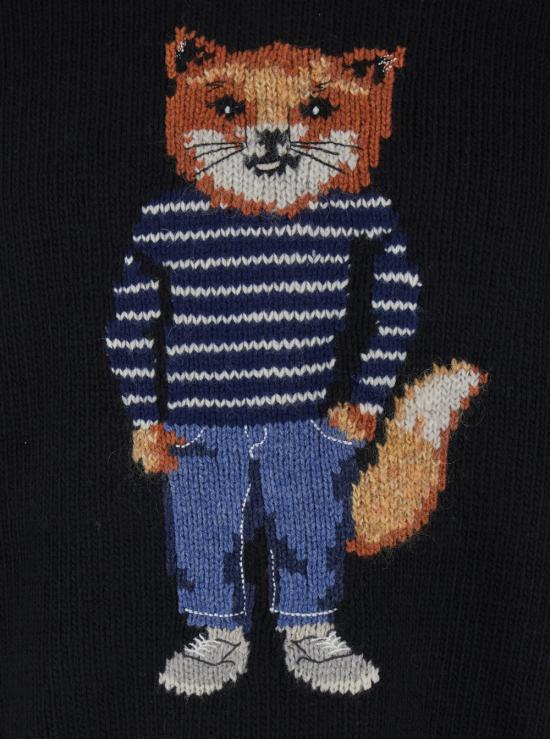 25FW 메종키츠네 드레스드 폭스 인타르시아 울 스웨터 PM00806KH0002P199 Black - MAISON KITSUNE