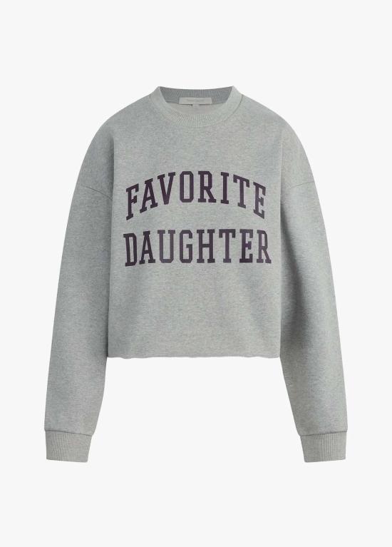  페이보릿 도우터 스웨터 페이버릿 도터 크롭 컬리지에이트 스웨트셔츠 헤더 그레이/버건디 - FAVORITE DAUGHTER