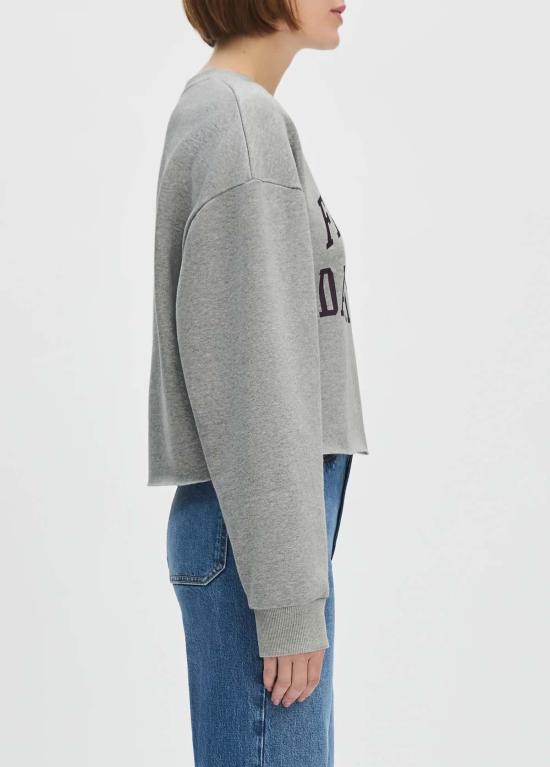  페이보릿 도우터 스웨터 페이버릿 도터 크롭 컬리지에이트 스웨트셔츠 헤더 그레이/버건디 - FAVORITE DAUGHTER