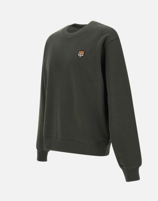 25FW 겐조 해피 타이거 자수 코튼 스웨트셔츠 FF55SW2624MF 51 DARK KHAKI - KENZO