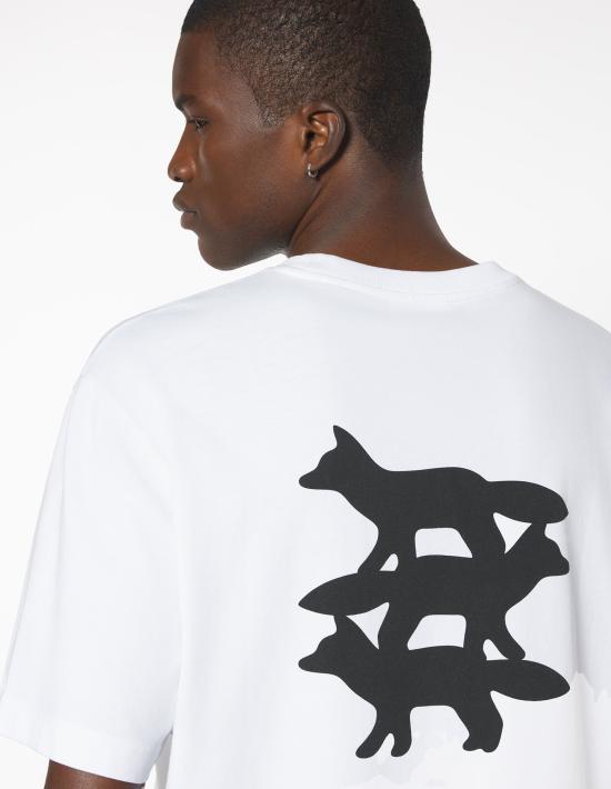 25FW 메종키츠네 스턴트 폭스 오버사이즈 티셔츠 PM00103KJ0119 P100 WHITE - MAISON KITSUNE