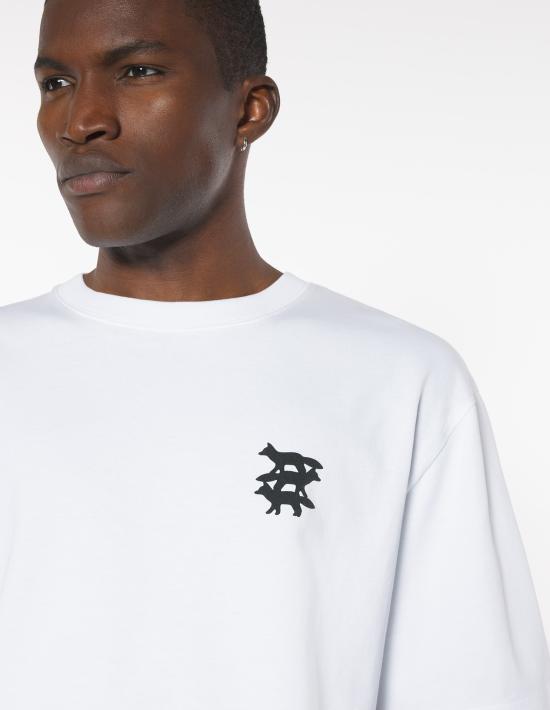 25FW 메종키츠네 스턴트 폭스 오버사이즈 티셔츠 PM00103KJ0119 P100 WHITE - MAISON KITSUNE