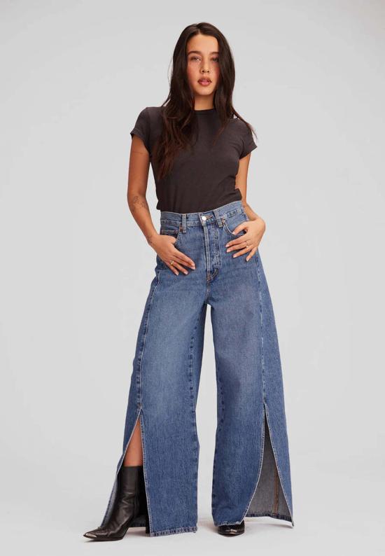  에티카 데님 팬츠 ética Hanna Split Leg Barrel Jeans Gold Rush - ETICA