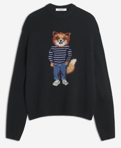 25FW 메종키츠네 드레스드 폭스 인타르시아 울 스웨터 PM00806KH0002 P199 BLACK