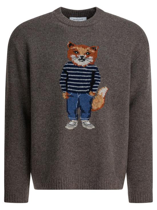 25FW 메종키츠네 드레스드 폭스 인타르시아 울 스웨터 PM00806KH0002H170 Grey