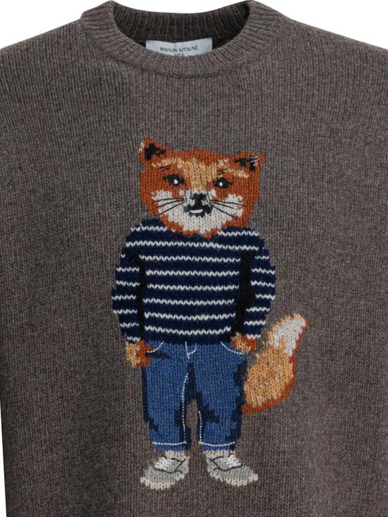 25FW 메종키츠네 드레스드 폭스 인타르시아 울 스웨터 PM00806KH0002H170 Grey - MAISON KITSUNE