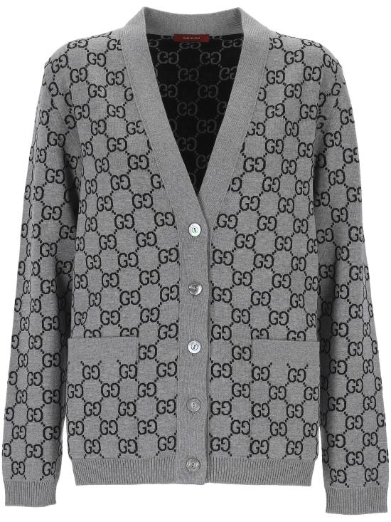 25FW 구찌 리버서블 GG 울 자카드 가디건 798157 XKEJP1045 SMOKE GREY BLACK