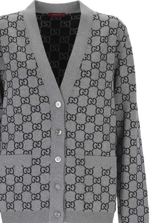 25FW 구찌 리버서블 GG 울 자카드 가디건 798157 XKEJP1045 SMOKE GREY BLACK - GUCCI