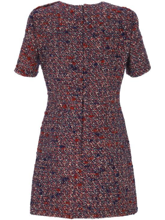 25FW 구찌 울 부클 미니 드레스 841043 ZATNT4956 BLUE RED MC - GUCCI