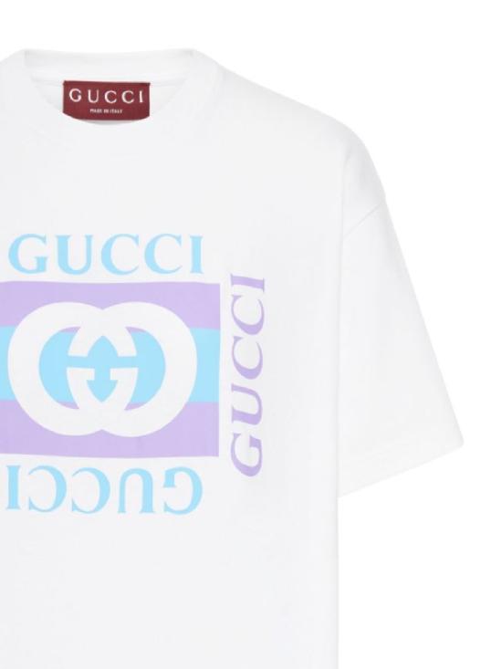 25FW 구찌 프린티드 코튼 반팔 티셔츠 837959 XJHG99081 White mc - GUCCI