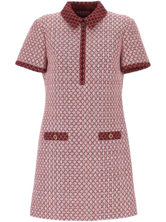 25FW 구찌 다이아몬드 코튼 부클 미니 드레스 826532 ZAS425902 PINK BORDEAUX