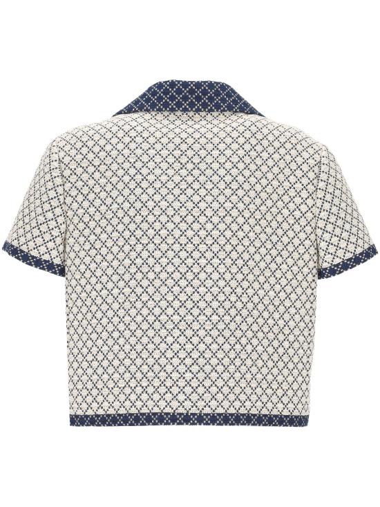 25FW 구찌 다이아몬드 코튼 부클레 자켓 826056 ZASW89037 Cream blue - GUCCI