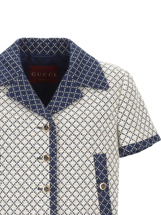 25FW 구찌 다이아몬드 코튼 부클레 자켓 826056 ZASW89037 Cream blue - GUCCI