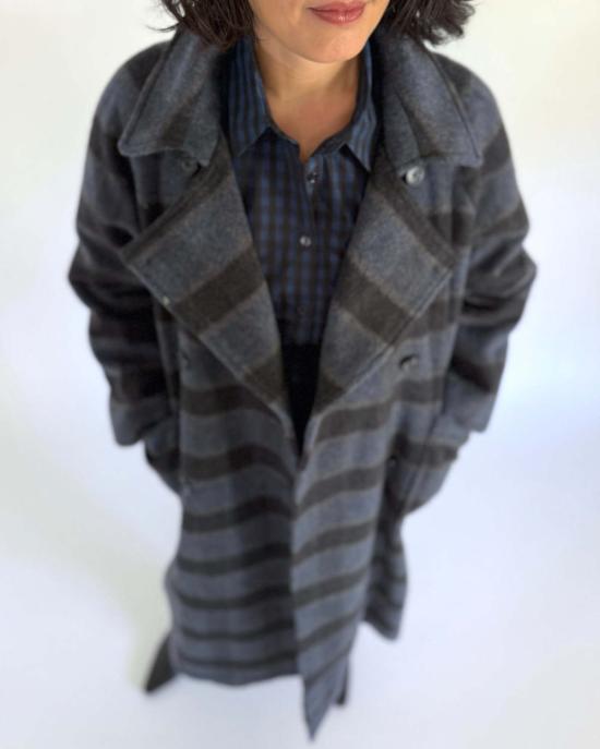  헤더 할란 코트 헤더 할런 울 플레드 롱 오버