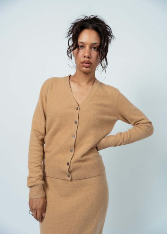  브라조 트리콧 가디건 브라조 트리코 미니 로얄 프링글 카디건 카멜 - BRAZEAU TRICOT