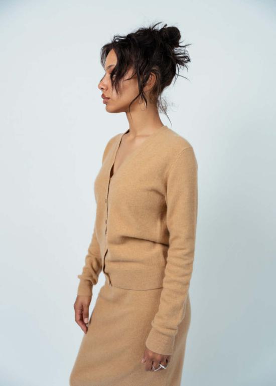  브라조 트리콧 가디건 브라조 트리코 미니 로얄 프링글 카디건 카멜 - BRAZEAU TRICOT