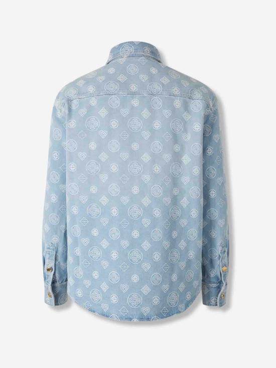 25FW 카사블랑카 데님 자켓 SH 189 01 BLEACHED MONOGRAM LIGHT DENIM BLUE - CASABLANCA