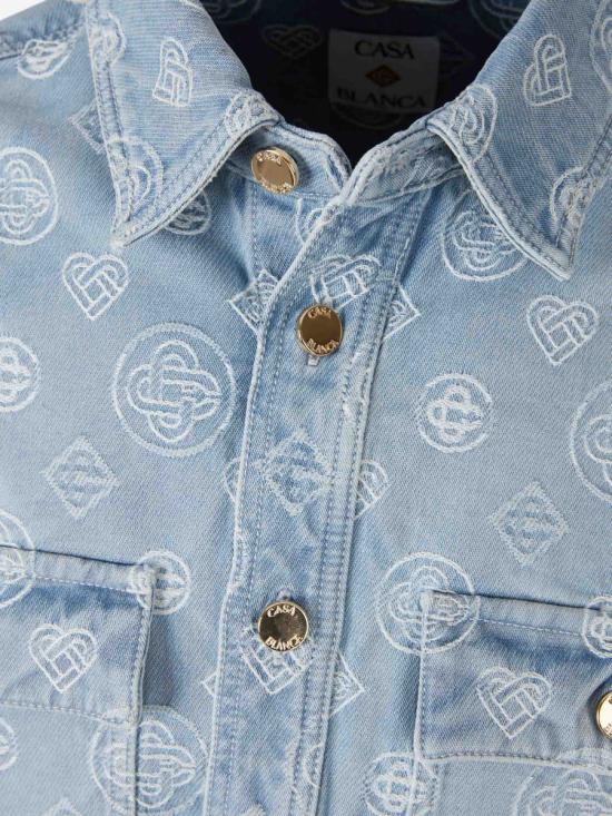 25FW 카사블랑카 데님 자켓 SH 189 01 BLEACHED MONOGRAM LIGHT DENIM BLUE - CASABLANCA