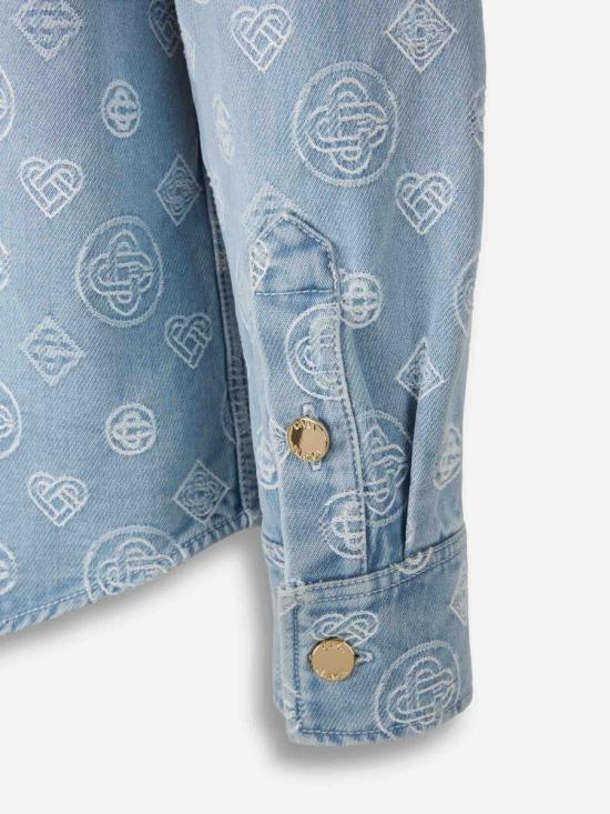 25FW 카사블랑카 데님 자켓 SH 189 01 BLEACHED MONOGRAM LIGHT DENIM BLUE - CASABLANCA
