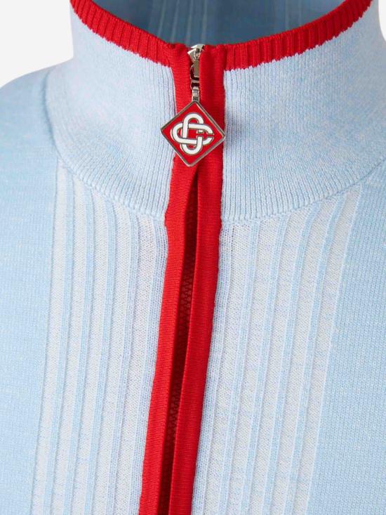 25FW 카사블랑카 집업 니트 KW 1053 01 EX BLUE - CASABLANCA