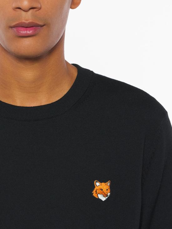 26FW 메종키츠네 폭스 헤드 메리노 레귤러 스웨터 PM00801KT1181 P199 BLACK - MAISON KITSUNE