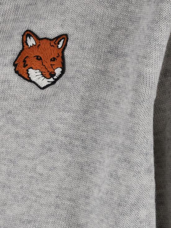 25FW 메종키츠네 폭스 헤드 메리노 레귤러 가디건 PM00501KT1181 H120 Grey - MAISON KITSUNE