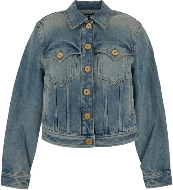  발망 코트 CF1TC130DE046FF BLUE - BALMAIN