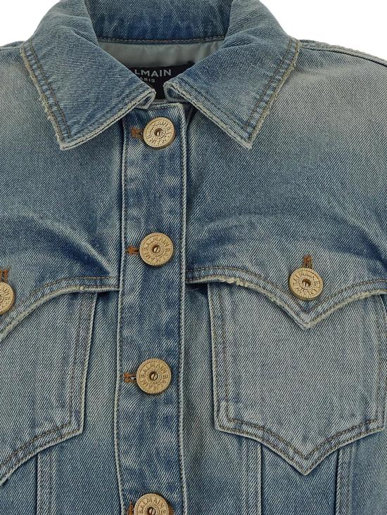  발망 코트 CF1TC130DE046FF BLUE - BALMAIN